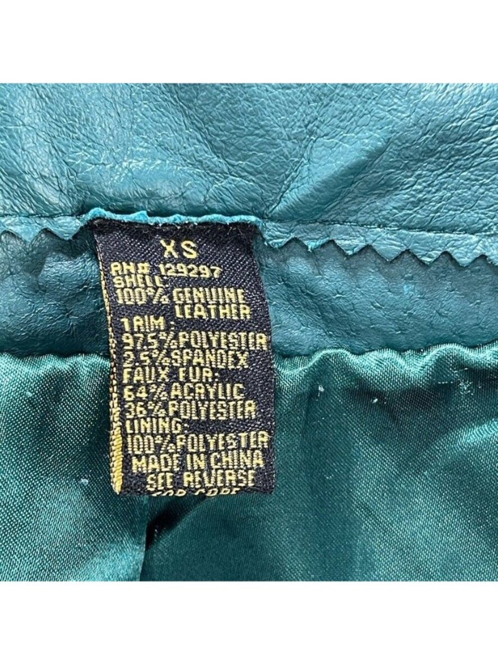 Iman Teal Leather Asymmetrical Moto Jacket XS Zipper Pockets Womens Size Small - Picture 5 of 13
